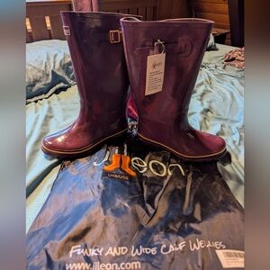 Jileon Purple Wide Calf Rain Boots Size 8